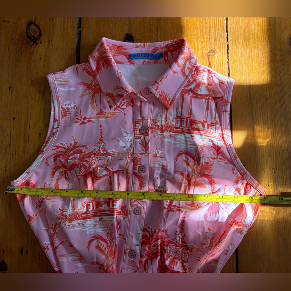 NWOT J. McLaughlin Dolly Catalina Dress Pink Flamingo Palm Trees, Size Medium M - Picture 8 of 11